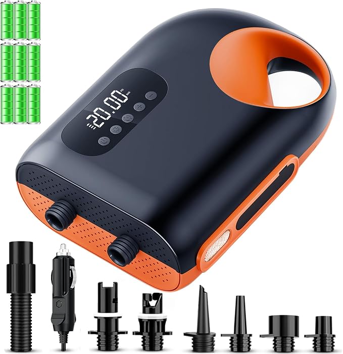 18000mAh Electric SUP Air Pump - Rechargeable Paddle Board Pump, 20PSI High Pressure with Dual Stage Inflation, Deflation, Portable Inflatable Air Pump, Inflatable Tent, Boat (Sup Air Pump)