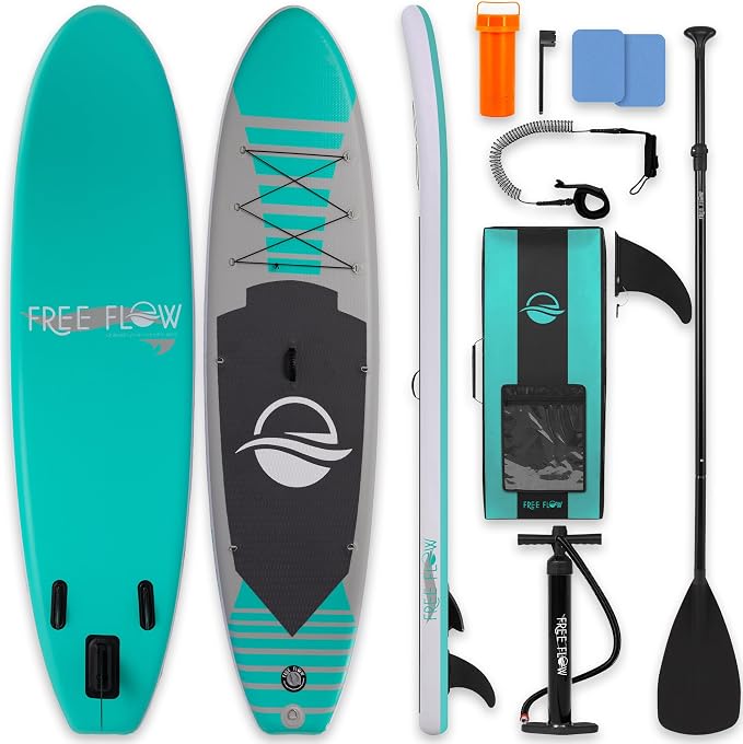 SereneLife 10’6" Inflatable Stand Up Paddle Board with Premium SUP Accessories - Wide Stable Design with Non-Slip EVA Deck Pad, for Youth and Adults, 350 lbs. Capacity