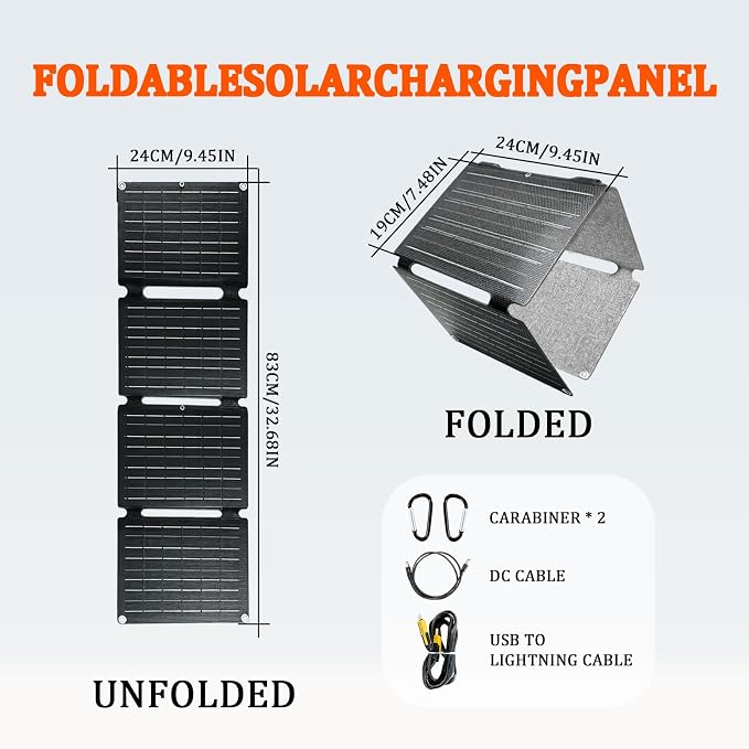 30W Portable Foldable Solar Panel, 4-Fold Solar Charger with USB QC3.0 & DC Outputs, lPx4 Waterproof Solar Panel Charger for Camping, Hiking, Portable Source, Emergency Power Outage