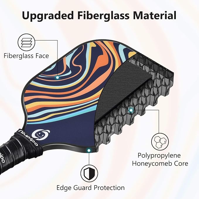 niupipo Pickleball Paddles Set of 2 or 4, USAPA Approved Fiberglass Pickleball Paddle Set with Balls and Bag, Polypropylene Honeycomb Core, Lightweight Pickleball Paddles for Beginners Men Women