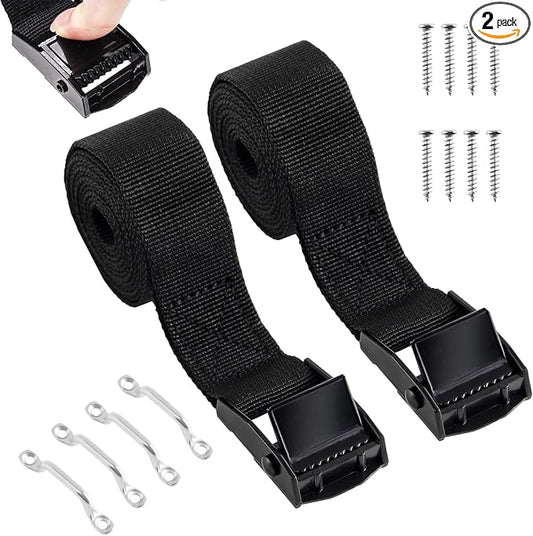 1"x 78"(6.5ft) Battery Hold Down Straps for Boats,Battery Tie Down with Cam Buckle,Stainless Steel Bracket and SS Screws Used for Cooler,Battery Box,Fuel Tank,Luggage Belt,RV and More (2 PCS)