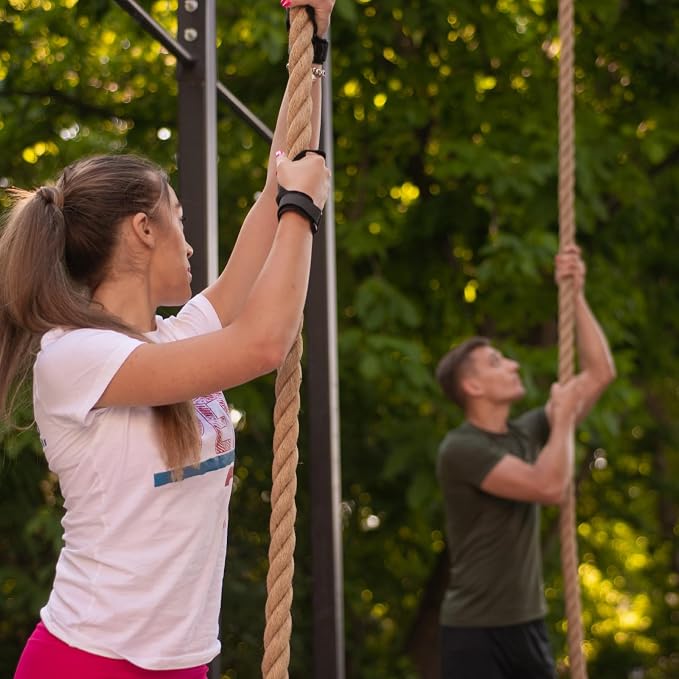 MECCANIXITY Climbing Rope 26ft x 1.5", Gym Climbing Rope Thick Twine Ropes Jute Natural Brown Burlap Cord String Heavy Twisted for Workout Rock Exercise Indoor Outdoor Fitness Training