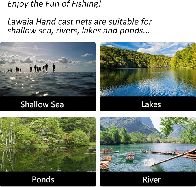 Lawaia Fishing Cast Net Casting Traditional Throw Nets Easy to Use Monofilament Material Durable and Efficient Ideal for Freshwater Saltwater Fish Shrimp Minnow Bait