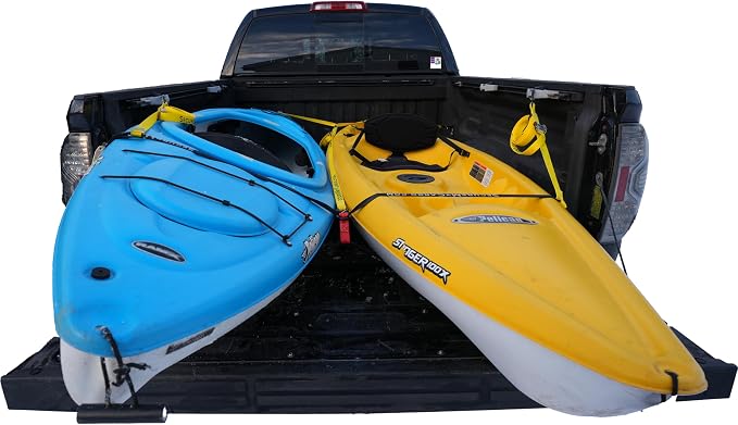 SecureMyCargo - Kayak & Paddleboard Truck Bed Strap – Fast 30‑Second Tie‑Down System for Pickups – Secure SUP, Canoe, or Kayak Without Ratchets or Knots–Dual Nose Strap System for 1 or 2 Watercraft