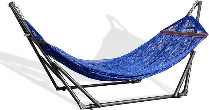 Best Home Fashion Portable Hammock with Collapsible Steel Stand, 450 lbs Capacity, No Tools Assembly, Carrying Bag Included, Perfect for Indoor Outdoor Backyard Patio Camping Beach, Navy