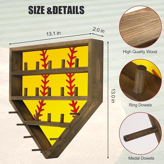 Championship Ring Display Case Baseball Softball Ring Holder (Light Colour)