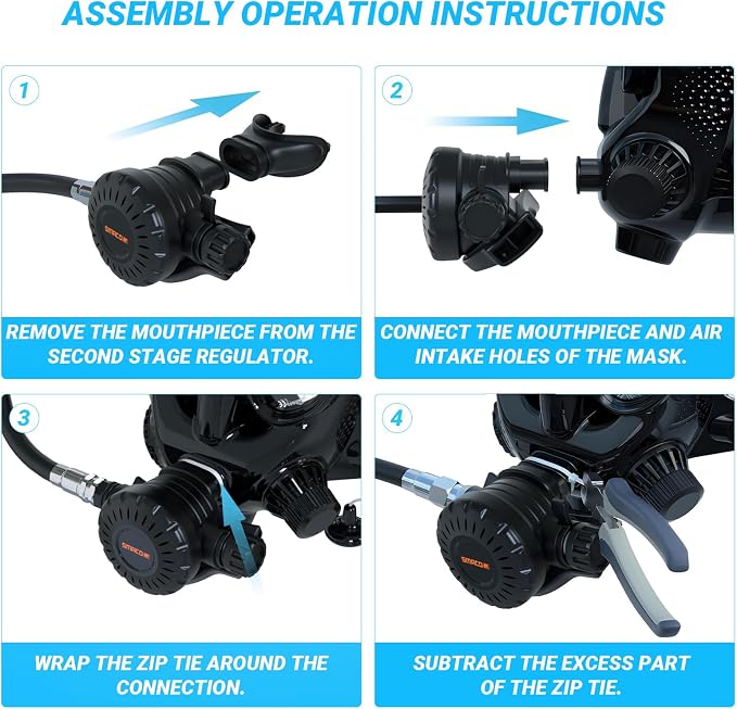 Full Face Dive Mask Support Diving & Snorkeling, Full Face Snorkel Mask Adjustable Scuba Mask with Camera Mount Provide 180° View Panoramic Compatiable with SMACO 1L/1.9L Mini Scuba Tanks