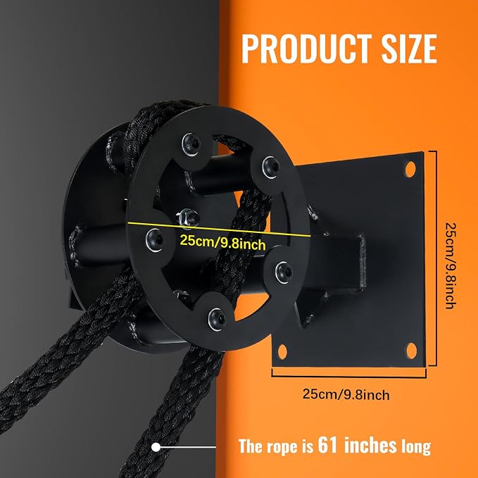 INNOLIFE Wall Mount Pulley Rope Trainer, 3-Level Adjustable Resistance for Home Gym, Full Upper Body Strength Training Equipment for Arms Back Chest