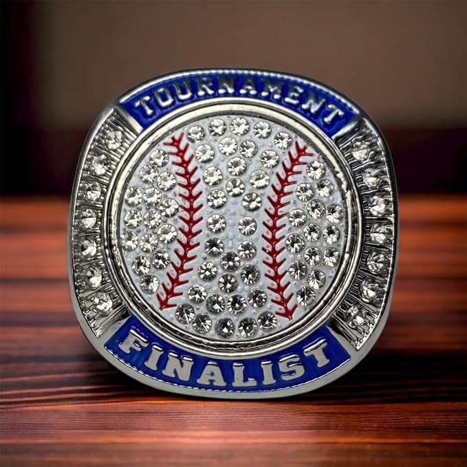 Legacy Rings 1 or 12 Pack Softball Baseball Championship Trophy Ring Tournament Champions or Finalists Silver-Tone Clear