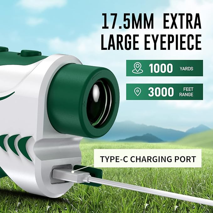 REVASRI Range Finder for Golf and Disc Golf, Measure in Feet Yards, Elevation and Slope Calculation, Pin Lock and Vibration, 1000 Yards Rechargeable Rangefinder