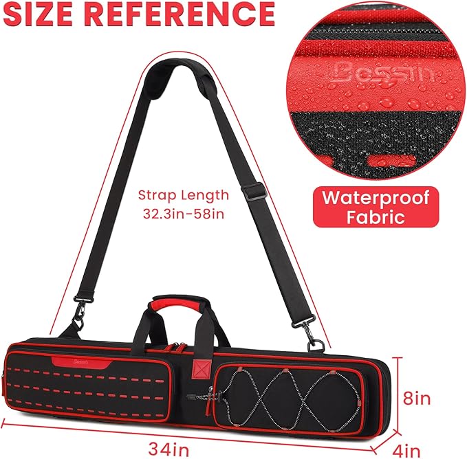 BOSSTIN Pool Cue Case, 3x4 / 5x5 Pool Stick Billiard Cue Accessories Soft Padded Bag Case