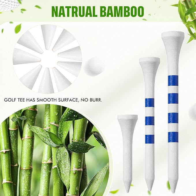 Mudder Golf Tees Bulk Wooden Bamboo Golf Tees Multicolor Wood for Men Balls Accessories