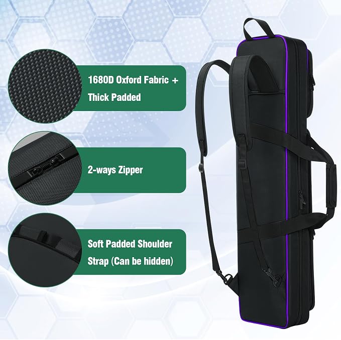 Pool Cue Case 4x5, Pool Cue Carrying Case Soft Padded Billiard Stick Bag with Multi-pocket for 4 Butts and 5 Shafts (1PCS Grey + 1PCS Purple)