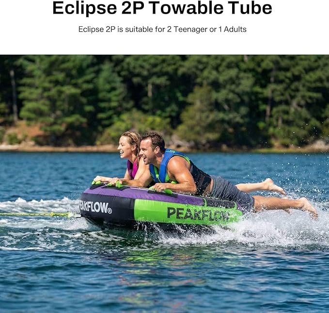 PEAKFLOW Towable Tube,Boat Tube,1-3 Person,Tubes for Boating,PVC Liner and Full Nylon Cover,Lake & Ocean Fun