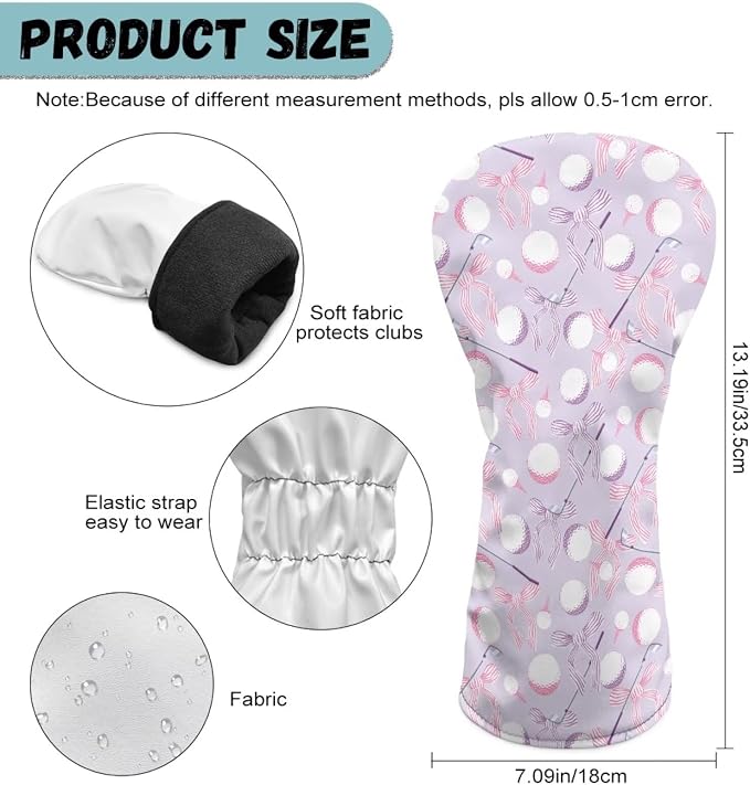 Rnyleeg Golf Club Head Covers for Women Driver Head Cover Leather Fairway Wood Headcover Hybrid Headcovers for Golf Clubs
