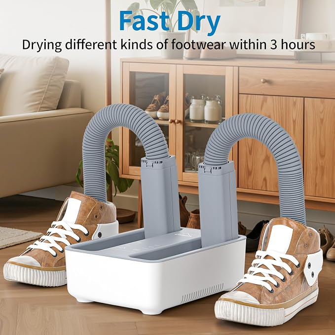 LAVIEAIR Boot Dryer and Deodorizer for Work Boots, Sneakers and Gloves, Portable Shoe Dryer with Retractable Hoses, Timer, and Heat Control.
