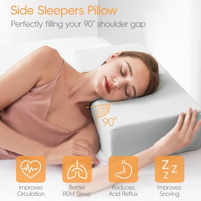 TOPPURE Cube Memory Foam Pillow for Side Sleepers, Square Pillows for Neck and Shoulder Pain Relief, Anti Snore Pillows with Washable Pillowcase (Gray, 24"x12"x5")
