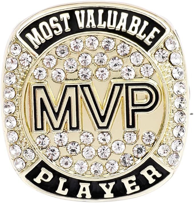 6 pcs MVP Ring Baseball Football Basketball Class High School College Ice Hockey Sport Championship Trophy Ring for Winner Tournament Team Award Gift
