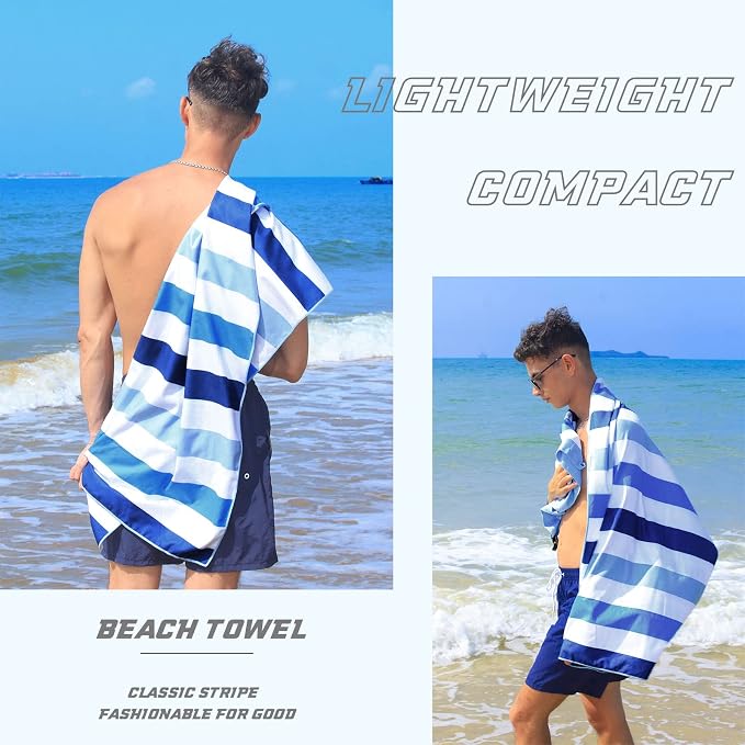 Exclusivo Mezcla Quick Dry Beach Towel, Large Lightweight Sandfree Pool Towel for Swimming Camping Travel with Bag (Blue, 30x60 Inches)