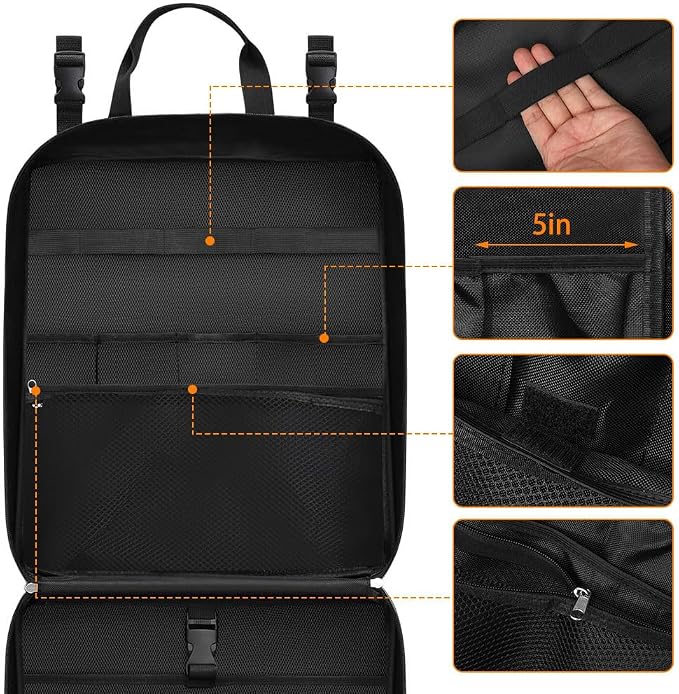 Camp Kitchen Organizer, High Capacity Camping Cooking Utensils Bag, with Paper Towel Holder, Multi-pocket Waterproof Camping Utensils Holder for BBQ Outdoor Cooking Essentials