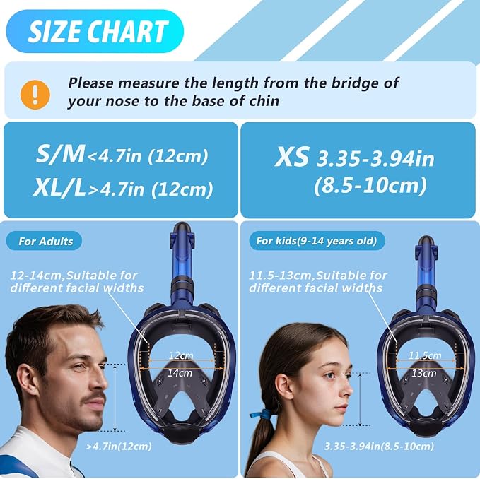Greatever G2 Adults Kids Full Face Snorkel Mask 2 Pcs,Snorkeling Gear with Latest Dry Top System,Foldable 180 Degree Panoramic View,Safe Breathing,Anti-Leak&Anti-Fog Snorkeling Mask with Camera Mount
