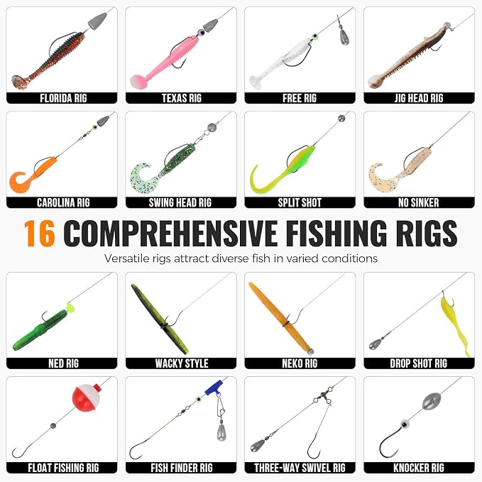 PLUSINNO Large 3 Layers Fishing Tackle Box Lures Kit with Tackle Included | Gifts for Men Kids Starter Kits, Tackle Included, Portable Fishing Gear with Pliers, Baits, Hooks, Weights Accessories