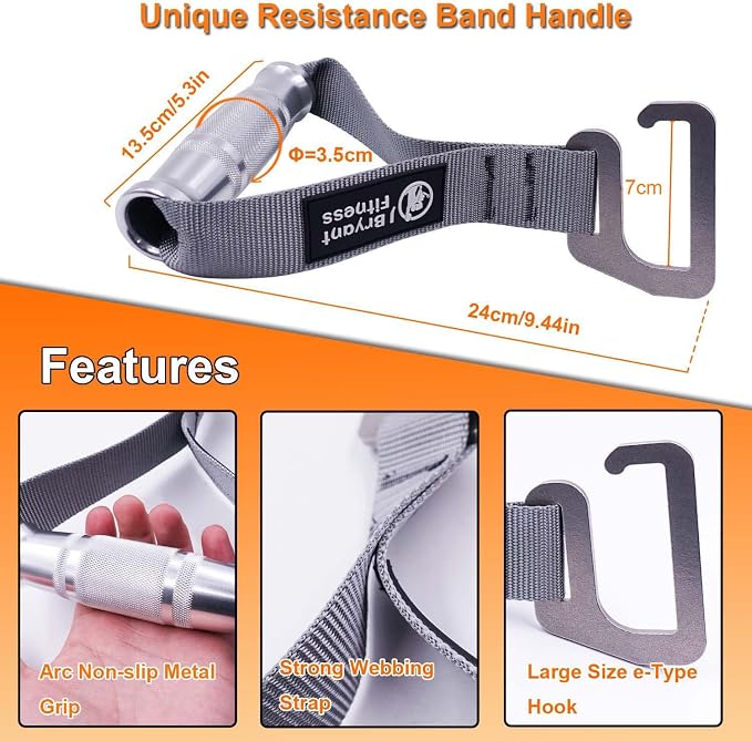 J Bryant Fitness Heavy-Duty Resistance Band Bar with Resistance Bands, E-Shaped Hook Design, 500lb Load Capacity, Anti-Slip Surface, Carry Bag Included, for Strength Training and Fitness