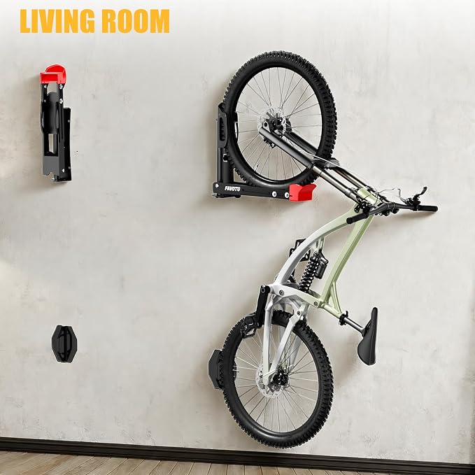 Favoto Swivel Bike Wall Mount 4-Pack, Space-Saving Garage Bike Rack System for Home & Shed, Fits up to 29" Wheels 2.4" Tires, Each Holds 77 lbs