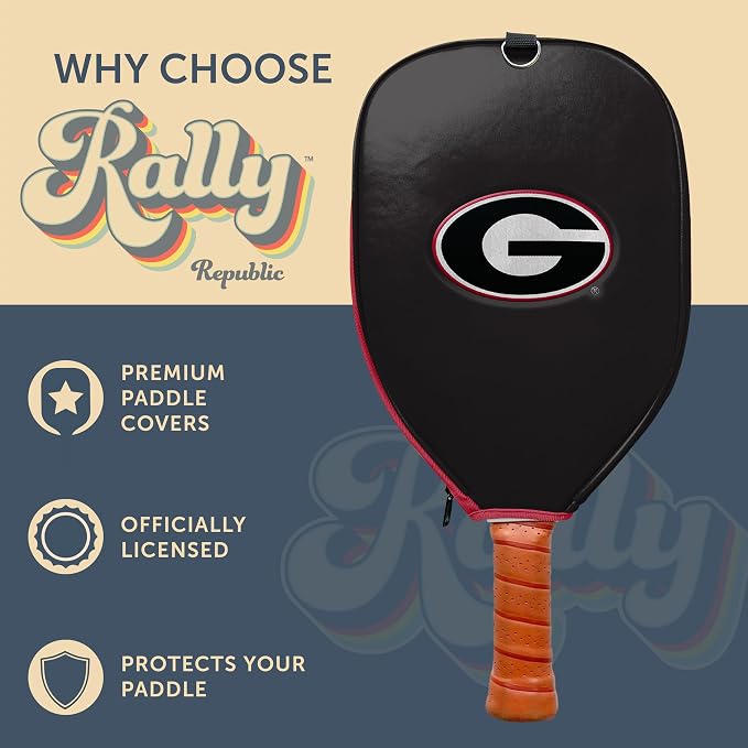 Officially Licensed Collegiate Pickleball Paddle Cover - Lightweight PU Leather Material - Durable Foam Interior Protection with Zippered Closure - Fits Most Paddles on the Market
