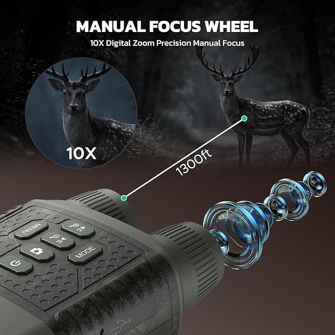 4K Night Vision Goggles, Night Vision Binoculars with 3″ Screen, 10X Digital Zoom, Infrared Binoculars, 5000mAh Rechargeable Battery, 32GB Card Included Tech Gadgets Telescope, Gifts for Men