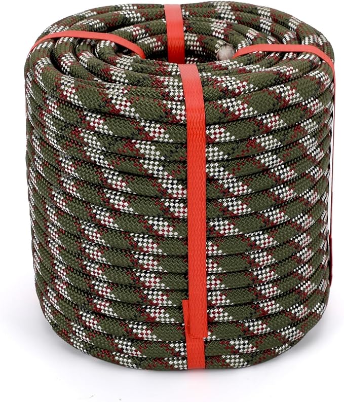 1/2 in x 150Ft Static Polyester Arborist Rope, ASTM F2116 Certified 9000Lbs MBS 48 Strands Bull Rope for Climbing Tree Swing Pulling Sailing