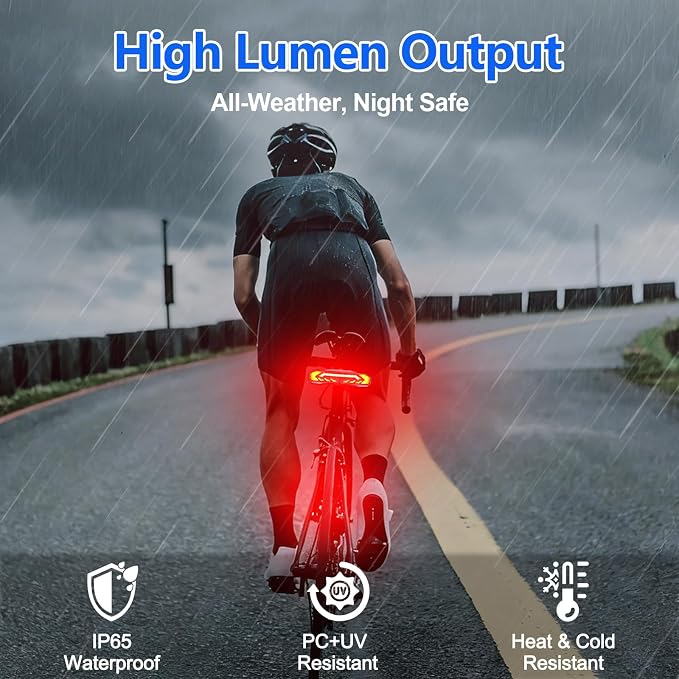 NineLeaf Bike Turn Signals, Turn Signal Kit for Ebike, Bike Turn Signals Front and Rear Auto On/Off Electric Bell Automatic Brake Light Remote Control Rear Light USB Rechargeable IP65 Waterproof