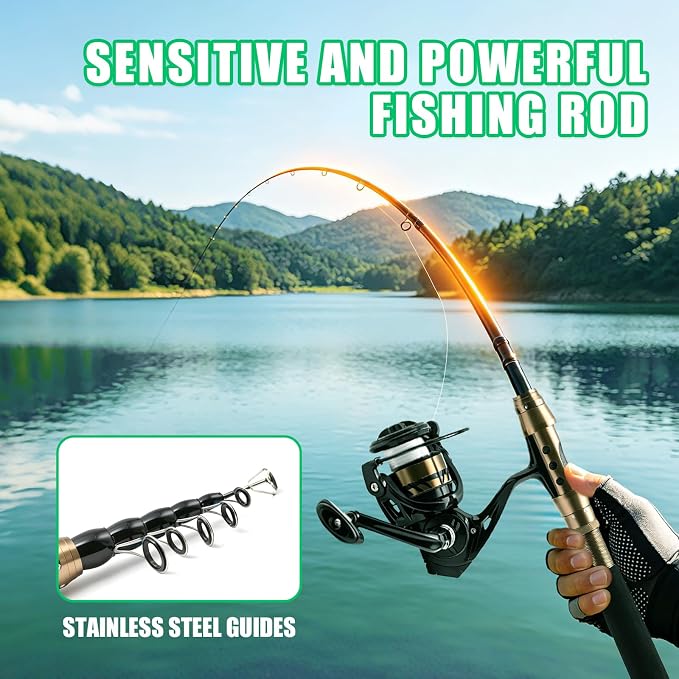Fishing Rod and Reel Combo, Telescopic Carbon Fiber Fishing Poles