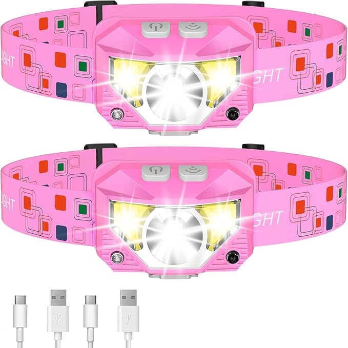 LHKNL ‎TG-T069 Rechargeable Headlamp 2 Packs-Black TG-T069 Rechargeable Headlamp 2 Packs-Pink