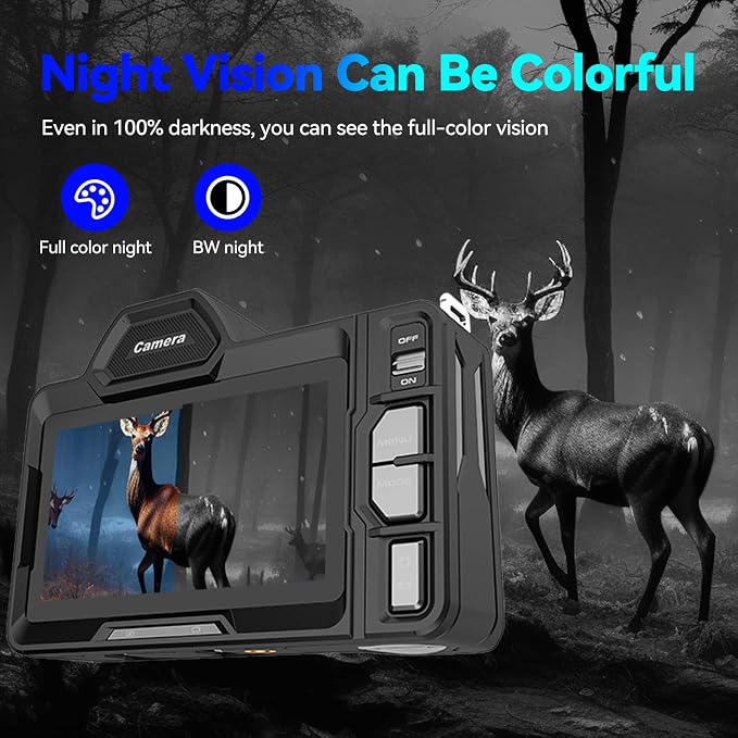 Night Vision Binoculars for Adults - Full Color in Darkness, 4K Video with Sound, Nightvision Goggles Military Grade, 4.2" OLED Screen, Hunting Accessories, 64GB TF Card, Gadgets for Men