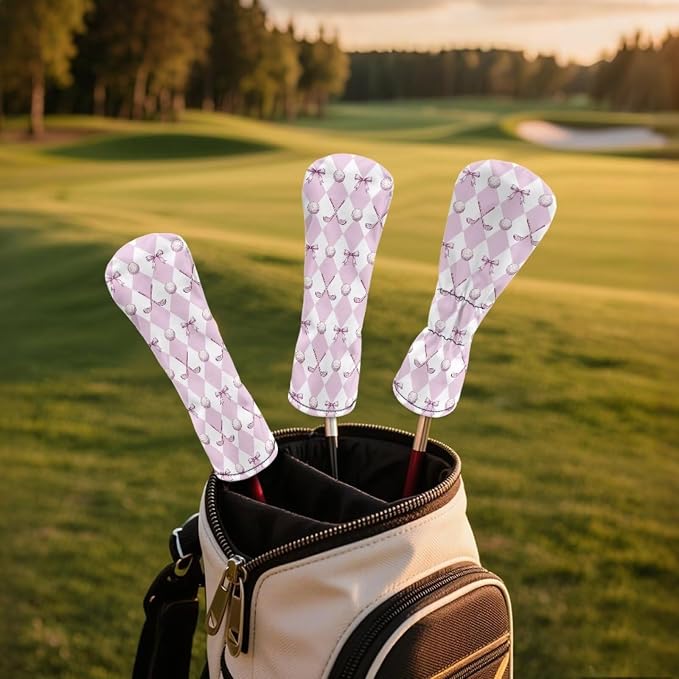 Rnyleeg Golf Club Head Covers for Women Driver Head Cover Leather Fairway Wood Headcover Hybrid Headcovers for Golf Clubs