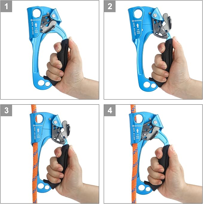 NewDoar UIAA & CE Certified Hand Ascender Rock Climbing Tree Arborist Rappelling Gear Equipment Rope Clamp for 8~13MM Rope