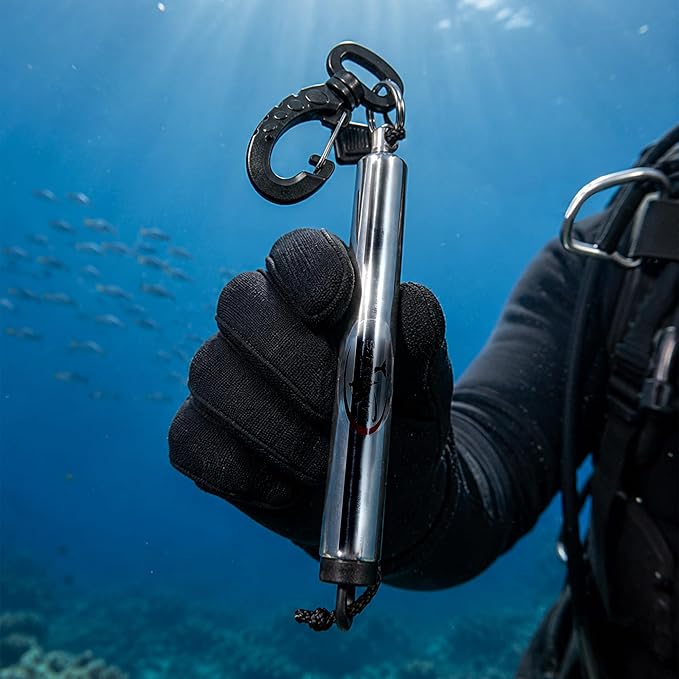 Diving Shaker Rattle Stick with Magnet - 6.5" Stainless Steel, Magnetic Mute System - Scuba Noice Maker, Underwater Shaker, Signal Communication Device