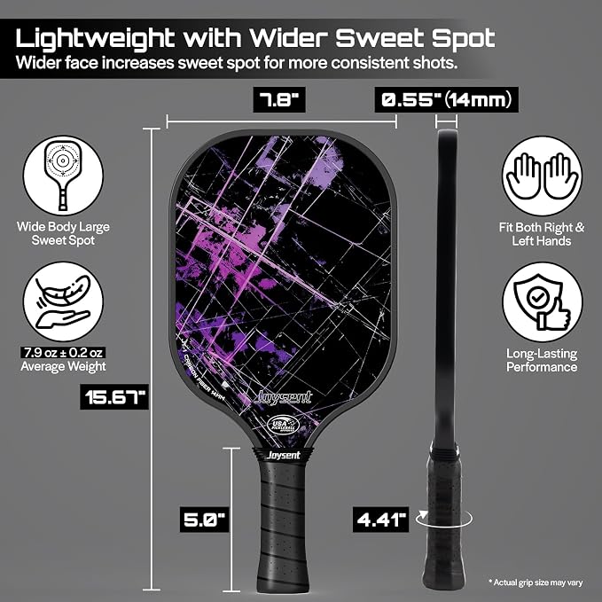 Pickleball Paddles Set, USAPA Approved Carbon Fiber Pickleball Set of 2 with Beginner Pickleball Rackets, Indoor Outdoor Pickle Balls for Adults Men Women, JT-1