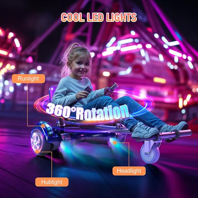 LIEAGLE Hoverboard, 6.5" Self Balancing Scooter Hover Board with Bluetooth Wheels LED Lights for Kids Adults