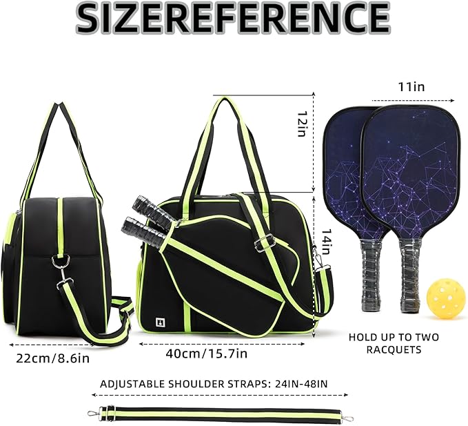 ROYALFAIR Pickleball Tote Bag for Women Men Large Capacity with Paddle Cover Pocket Internal Shoe Pocket and Adjustable Shoulder strap