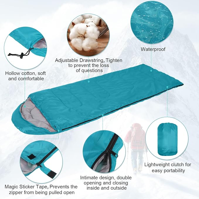 Macarrie 10 Pcs Bulk Sleeping Bags for Adults 0 Degree Waterproof Emergency Sleeping Bags with Compression Sack for Camping Hiking Backpacking Outdoor Activities