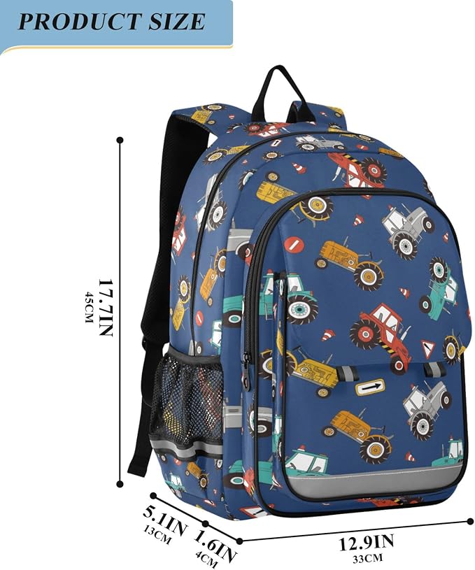 Fisyme Farm Tractors School Backpack Laptop Backpacks Bags Bookbag Travel Casual Computer Notebooks Daypacks