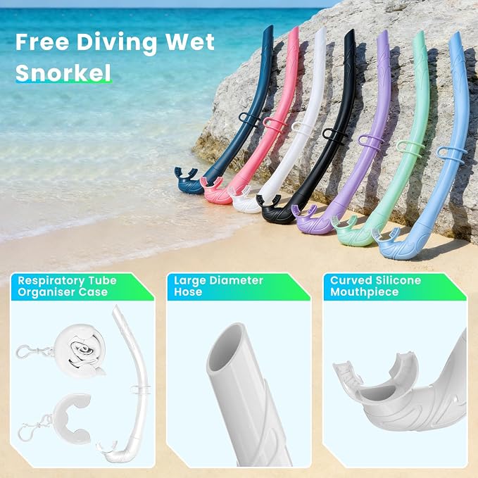Snorkeling Gear for Adults, Snorkel Set Adult, Scuba Diving Mask, Panoramic View Anti-Leak Anti-Fog Dive Swimming Goggles Tempered Glass Panoramic Wide View Travel Portable Foldable