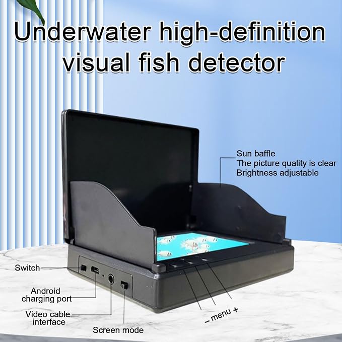 4.3 Inch Underwater Fishing Camera,220° Wide Angle Night Vision Ice Fishing Camera with 1080P HD Monitor,5000mAh Battery,98ft Cable,IP68 Waterproof Fish Finder Video System for Lake Sea Boat Fishing