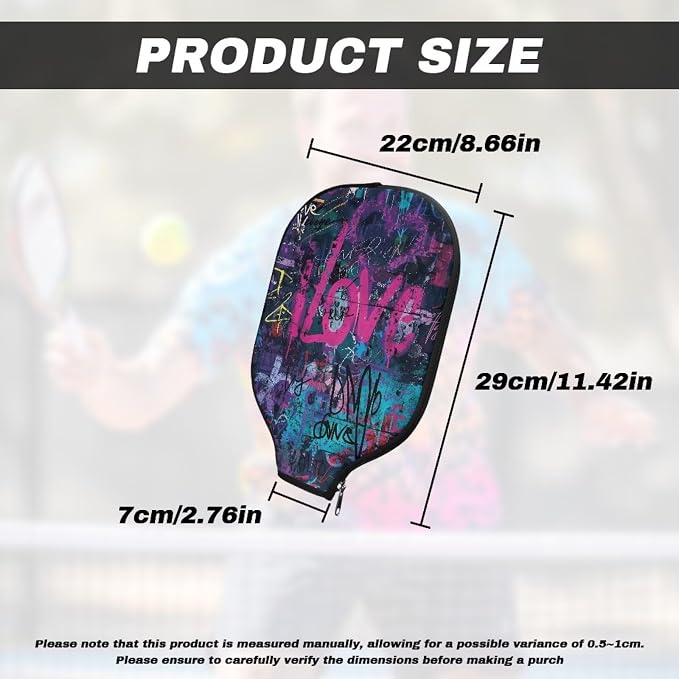 Pickleball Paddle Covers, Fits Standard Pickleball Racquets, Durable Zippered Paddle Cover Universal 8.6 x 11.4Inch