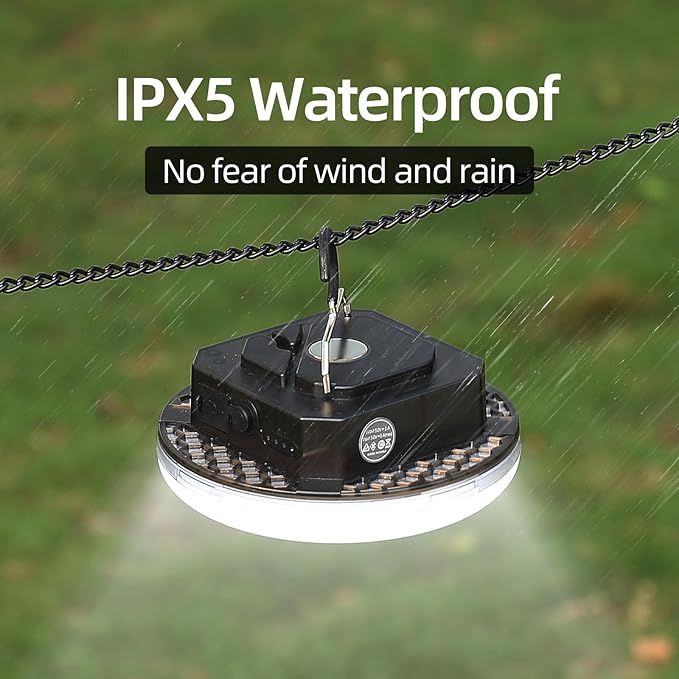 Rechargeable LED Camping Lantern – Tent Light with 3 Modes & Stepless Dimming, USB-C Fast Charge, IPX5 Waterproof, Magnetic Hook, Portable for Glamping, Emergency, Hiking & Power Outages