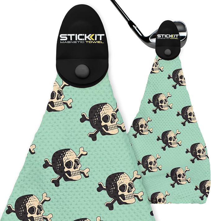 STICKIT Magnetic Golf Towel - Ultra-Absorbent Waffle Weave Microfiber & Removable Magnet - Golf Towel with Magnet for Bags, Clubs & Carts - Removes Dirt, Grass, & Debris from Club Face - 29” x 29”