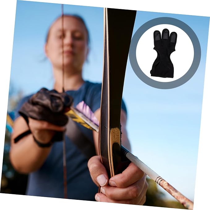 HANABASS 2pcs Archery Finger Stall Two Fingers Glove Wear-Resistant Archery Equipment Gloves