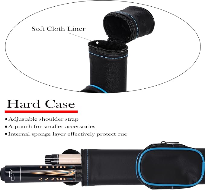 Pool Cue Stick Low Deflection Shaft Billiard Cue Stick with Hard Case 19-20 oz Professional Pool Stick